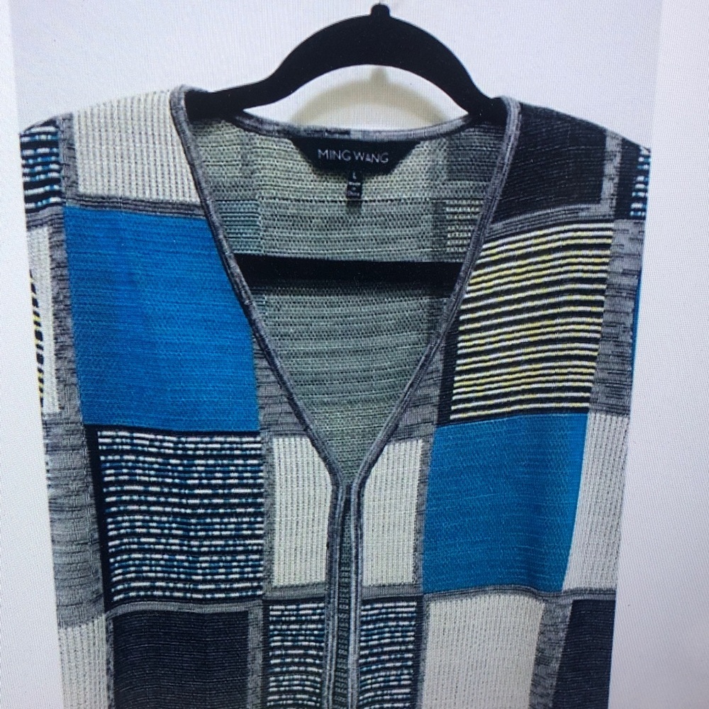 Ming Wang Women's Multicolor Patchwork Cardigan - image 2